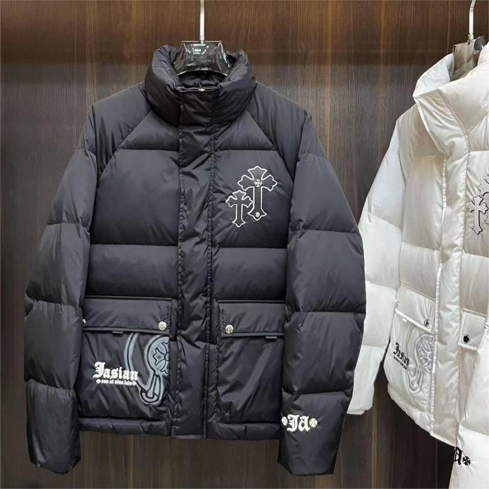 Chrome Hearts stuffed white duck down black down jacket